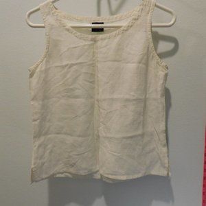 Eileen Fisher Petites White Linen Holey Viscose Blend Blouse - Women's P